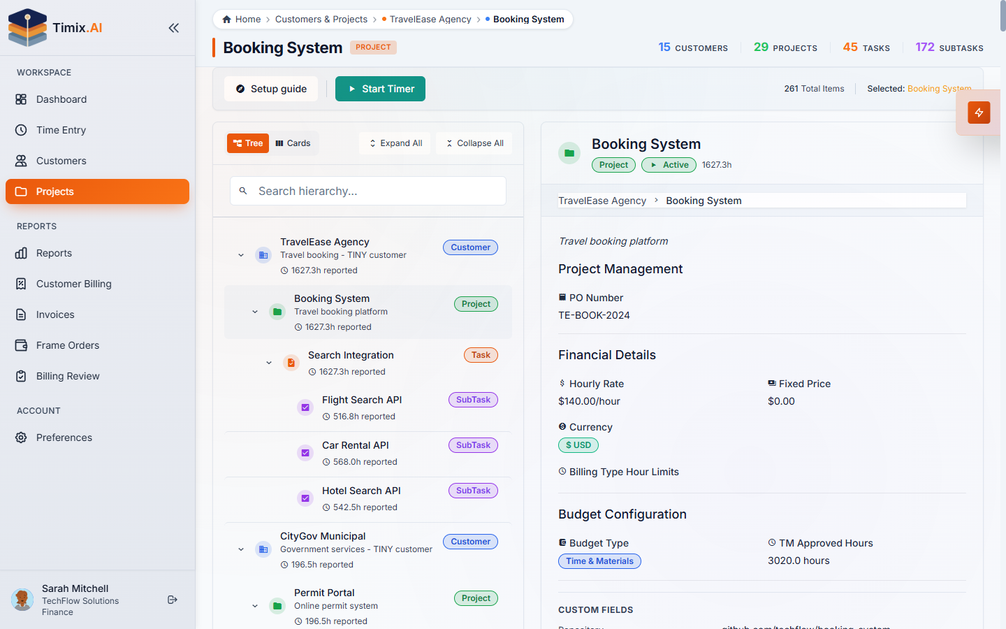 A project's Financial Details and Budget Configuration